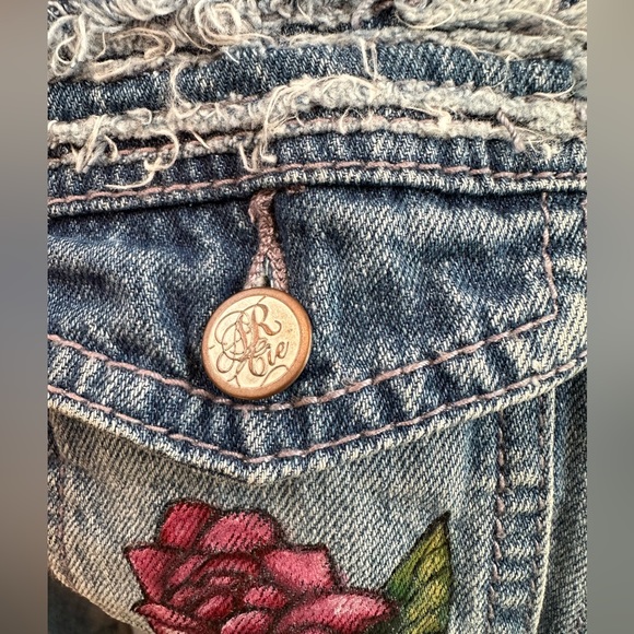 American Rag handpainted denim jean jacket Easter bunny rabbit sz LG girls OOAK - Picture 5 of 11
